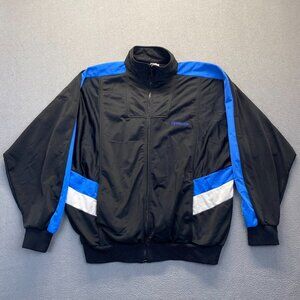 Vintage 80s Reebok Sport Black Blue Full Zip Logo Track Athletic Jacket Mens XL